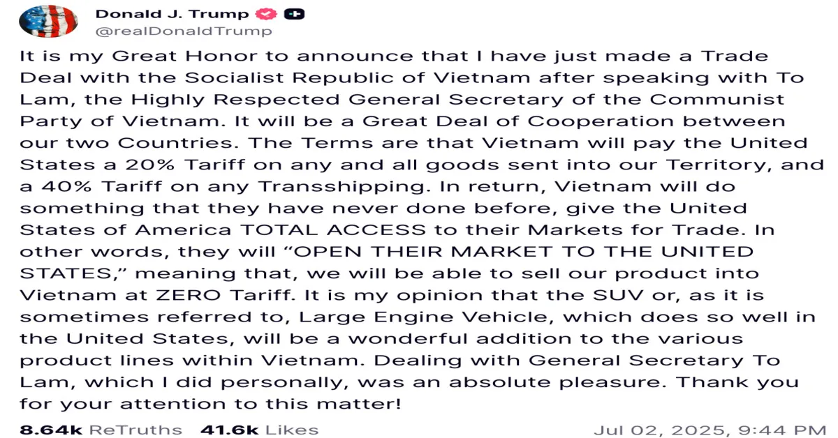 President Trump Announces VN Deal, How Will Crypto React?