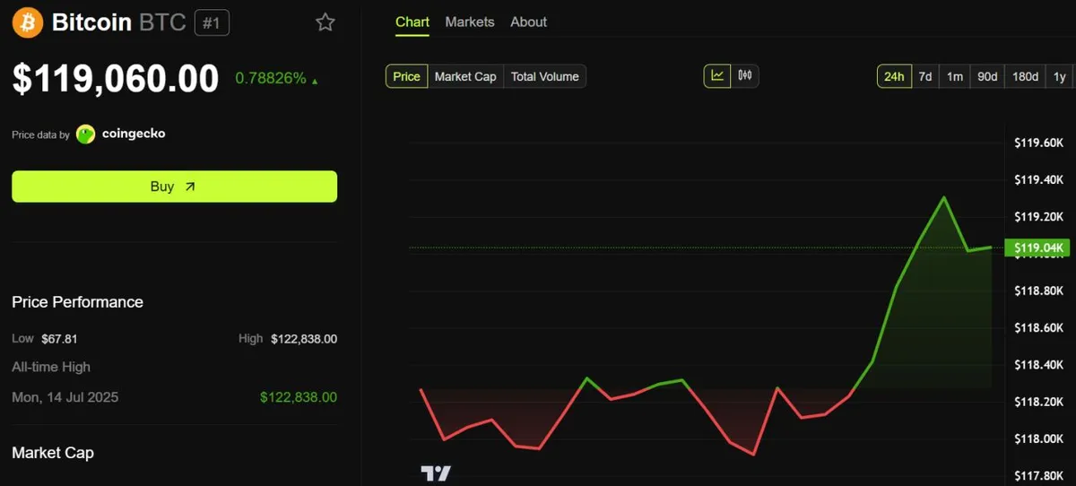 "Hiệu Suất Giá Bitcoin (BTC). Nguồn: BeInCrypto"