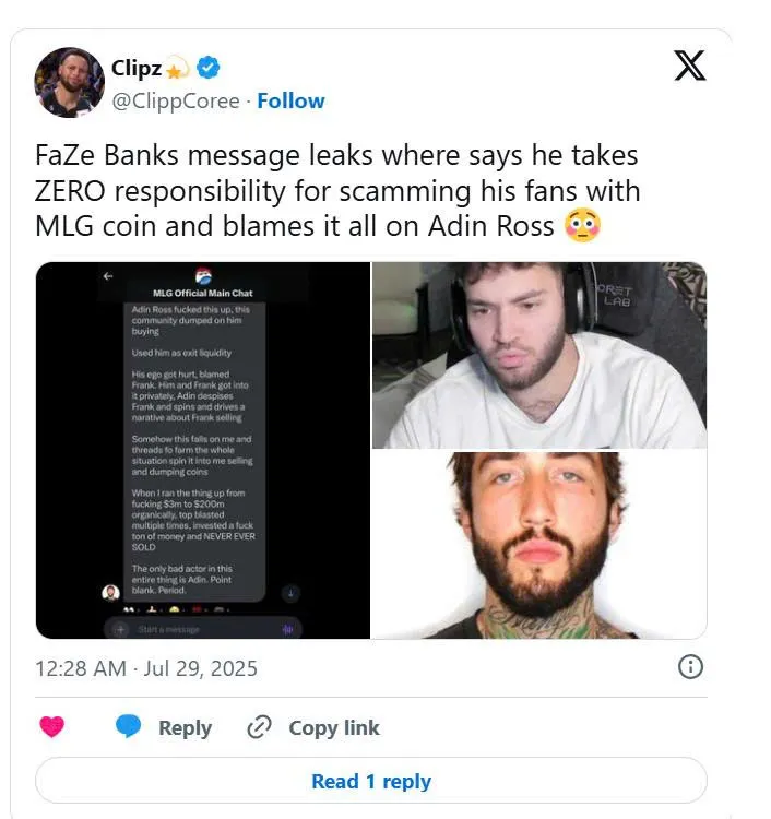 Rò rỉ tin nhắn của FaZe Banks: Clipz'X
