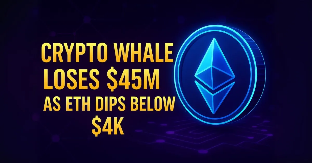 Cá Voi Crypto Lỗ 45 Triệu USD Khi ETH Rơi Dưới 4.000