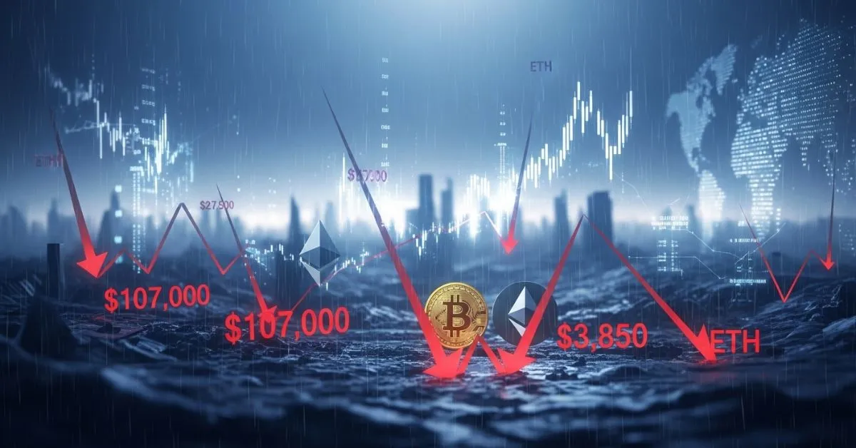 Crypto Downturn: BTC Under $107K, ETH Under $3.855